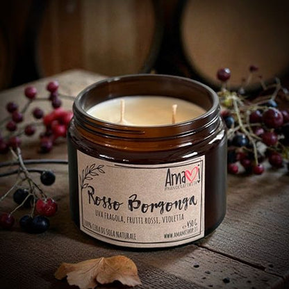 Candela in cera di soia naturale Rosso Borgogna Amamishop