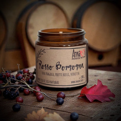 Candela in cera di soia naturale Rosso Borgogna Amamishop