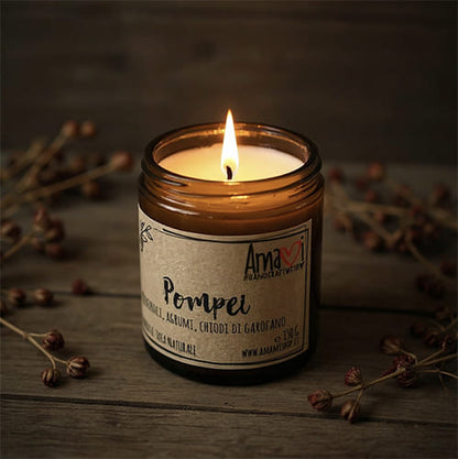 Candela artigianale cera di soia Amami Pompei